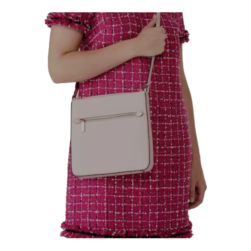 Kate Spade Crossbody Sadie North South Saffiano Leather Chalk Pink Zip Bag - Picture 11 of 12